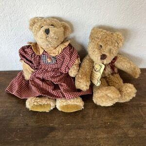 Boyds Bear Plush Lot Of 2 Willmar Flatsky And Patsy With Dress Bloomers Vintage